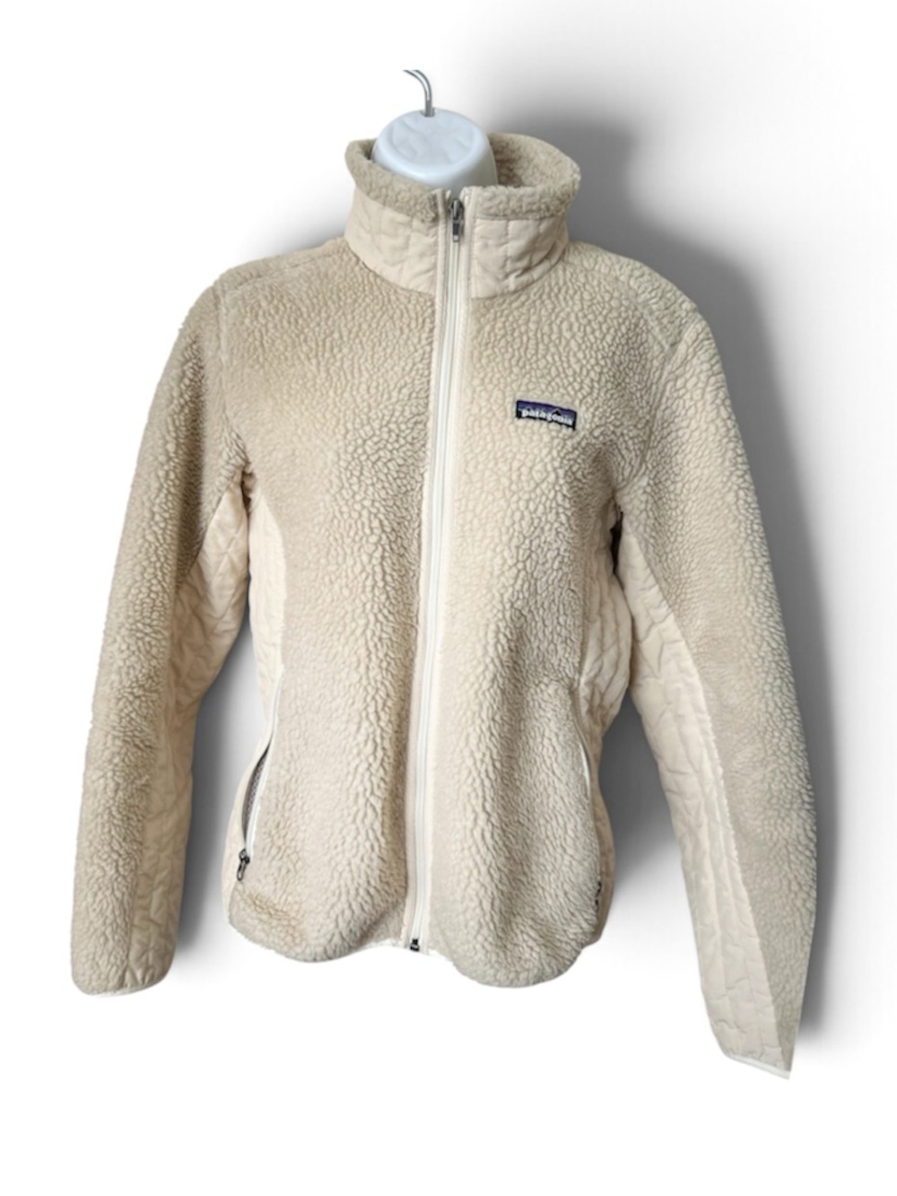 Patagonia Kids Cream Sherpa Puffer Jacket - Full Zip, Sz M